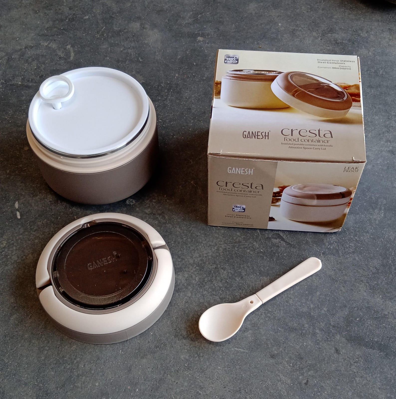 Ganesh Cresta Food Insulated Airtight Leak-Proof Lunch Box With Spoon for Office, School, Picnic (1Pc) Ganesh Cresta Food Insulated Airtight Leak-Proof Lunch Box With Spoon for Office, School, Picnic (1Pc)